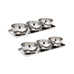 Bol à dessert de taille et de forme personnalisées, en aluminium martelé, bols de service pour chocolats avec plateau en bois en Inde - Product Image 2