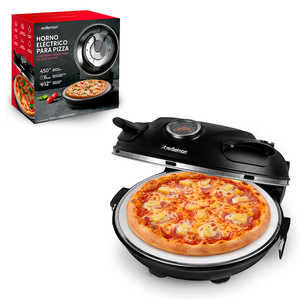 Four à pizza électrique 30 cm en céramique véritable, mini-four grille-pain pour usage domestique, contrôle numérique, convection, toast chaud à la française - Product Image 1