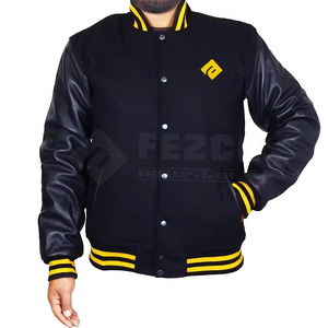 Slim fit winter <b>jacket</b> Fashion outdoor <b>leather</b> sleeves Casual wear lettermen <b>jacket</b> Stand collar front <b>jacket</b> - Product Image 4