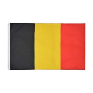 ยูโร 2024 ขายร้อนฟุตบอลฉลอง 100% ทนทานโพลีเอสเตอร์ 90x150 ซม.ปรับแต่ง 3x5 ฟุตธงเบลเยียมธงแห่งเบลเยียม