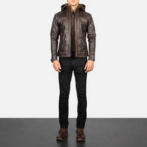 Chaqueta de invierno para hombre de diseño superior con cuello levantado manga completa 100% cuero de alta calidad personalizable precio razonable - Product Image 6