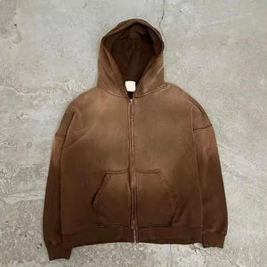 2024 venta al por mayor personalizado ácido lavado Unisex Jogging Suit 100% algodón pesado polar 400Gsm Full Zipup mejor Material para primavera - Product Image 2