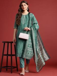 Mujeres Indie Prints poliéster Kurta con pantalones y Dupatta indio Pakistán Salwar kameez - Product Image 2