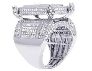 Iced Out Moissanite Round Cut Cluster Diamond Hip Hop <b>Ring</b> With Sterling <b>Silver</b> <b>Statement</b> Jewelry for Men - Product Image 2