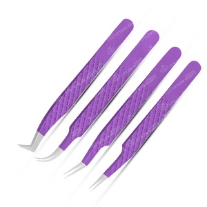 Pinzas puntiagudas de acero inoxidable japonesas al por mayor pinzas de extensión de pestañas de agarre de diamante colorido de alta calidad volumen - Product Image 5