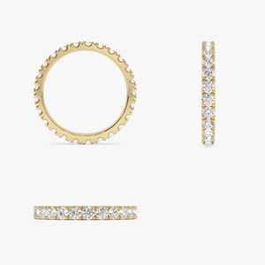 Vente en gros de bague d'éternité en diamant de laboratoire étonnamment jolie taille ronde EF-VS clarté lunette ensemble pour elle - Product Image 3