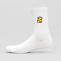 Chaussettes professionnelles en coton premium respirant à côtes blanches, avec logo brodé personnalisé motif tigre, tendance