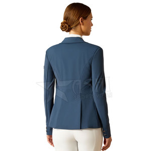 Veste de spectacle pour femmes noires avec logo personnalisé de haute qualité Course de chevaux Nouveau design Poches de compétition Manteaux d'équitation Jockey équestre - Product Image 2
