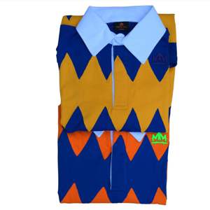 Custom Vintage Zigzag Stripe Rugby Polos Casual Sportswear Logo Organic University Camisa de manga larga para los hombres de color azul real - Product Image 2