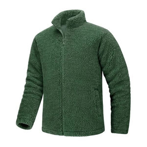 Winter Jacket Custom OEMODM Polar Fleece <b>Fabric</b> Zip up Embroidery Plus Size Men's Winter <b>Sherpa</b> Fleece jacket for men - Product Image 1