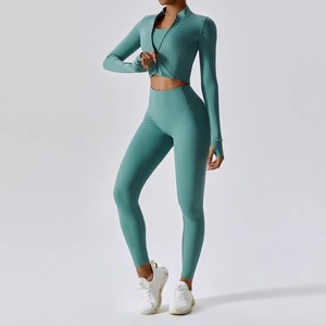 Nuevo estilo, conjunto de Yoga para mujer, transpirable y ligero, para gimnasio, ropa deportiva, patrón sólido, conjunto de Yoga de alta calidad - Product Image 1