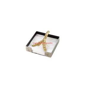 Élégant porte-serviettes en blé doré, boîte à mouchoirs en acier inoxydable et laiton en métal de luxe pour accessoire de décoration intérieure fait à la main - Product Image 1