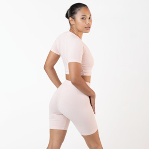 Pantalones cortos de gimnasio de compresión de cintura alta para mujer con contorno de realce de glúteos, ropa de calle sin costuras, pantalones cortos de entrenamiento de motorista moteado - Product Image 1