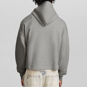 Fabricants de sweats à capuche 480Gsm poids lourd épaule tombante Boxy sweats à capuche courts blanc 100% coton surdimensionné de haute qualité personnalisé - Product Image 2