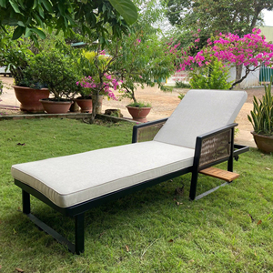 DS00178 High Quality Modern Luxury Acacia Wood Steel Wicker <b>Outdoor</b> Sun Lounger Beach <b>Lounge</b> <b>Chair</b> for Hotel & Villa - Product Image 1