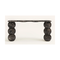 Table console en travertin de marbre Calacatta de forme unique avec pieds
