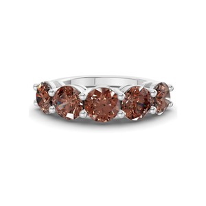 Superbe bague ronde en or massif 14 carats avec diamant de laboratoire brun de 0,50 ct (tw), clarté VS, 5 diamants, ton terreux fantaisie, éclat intense - Product Image 2