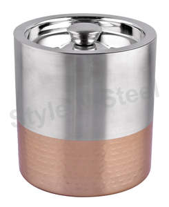 Cubo de hielo de acero inoxidable con diseño martillado medio - Product Image 1