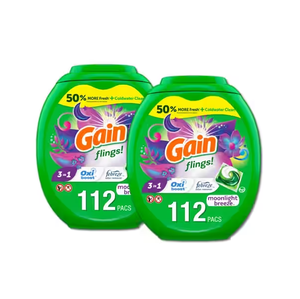 Cápsulas de detergente líquido 3 en 1 Gain Flings Original + Aroma Boost, 96 unidades - Product Image 1