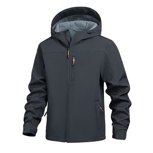 Custom Men Softshell Bomber <b>Jacket</b> Waterproof Windproof <b>Fleece</b> <b>Lined</b> Stand Hooded Winter Outdoor Hiking Camping Quick Dry Front - Product Image 3