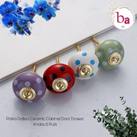Boutons en céramique à pois, poignées et tirettes de qualité supérieure pour armoires de cuisine, commodes, chambres, extérieur et entrepôts
