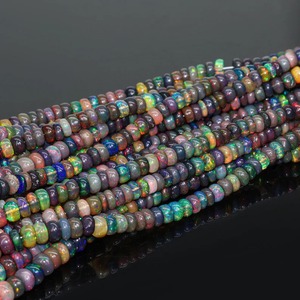 Cuentas de ópalo de Fuego Negro sueltas de piedra de nacimiento de octubre genuina, hebras de Rondelle de gran tamaño, Ópalo negro de fuego para la fabricación de joyas - Product Image 3