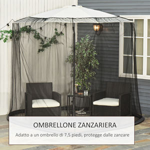 Outsunny 3x3m moustiquaire réglable pour parapluie avec maille dense et ouverture à glissière, noir - Product Image 6