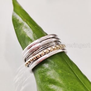 Infinity Spinner Band Bague de méditation Bague de pouce pour femme en argent sterling 925 Fidget Bijoux faits à la main Bague Spinner pour homme de Noël - Product Image 1