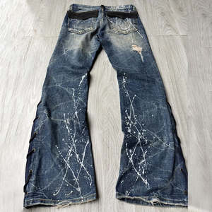 Jeans Ajustados Azul y Blanco Vintage 2026, Talla Grande, Estilo Urbano, Lavado Desgastado, Cintura Media con Ribete de Cremallera - Product Image 2