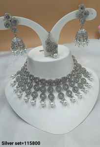 <b>Indian</b> Traditional Kundan Silver Plated <b>Jewellery</b> <b>Set</b> and Copper Necklace <b>Set</b> for Women & Girl <b>Indian</b> Accessories Jewlery Women - Product Image 3