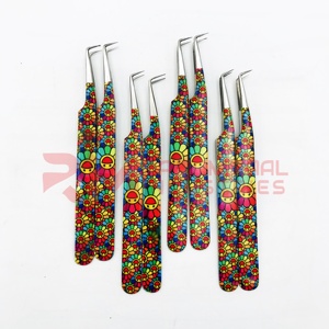 Super septiembre Pinzas de extensión de pestañas con punta de 90 grados Juego de pinzas de pestañas recubiertas de papel personalizadas - Product Image 6