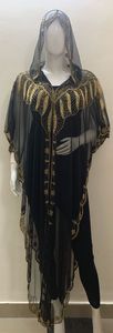 Chic soirée Cocktail porter femme vêtements à capuche Poncho haussement d'épaules lourd main broderie travail perdre Maxi robe fête visites