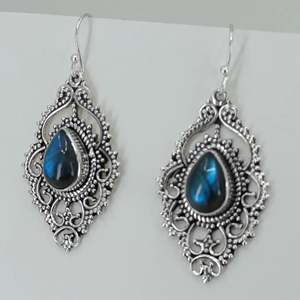 Handmade 925 Sterling <b>Silver</b> <b>Stud</b> <b>Earrings</b> Labradorite Pear Shape Boho January Birthstone Jewelry Perfect Gift for Her Birthday - Product Image 3