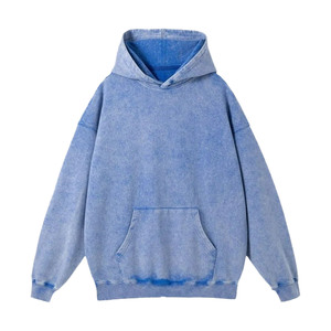 Sweat à capuche polaire pour homme, style vintage délavé à l'acide, en coton/polyester, avec logo personnalisé, coupe classique, couleur unie, Y2K, pour l'hiver - Product Image 3