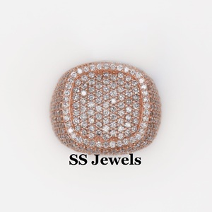 Anillo de Compromiso para Hombre, Diseño Moderno Hip Hop, con Moissanita VVS de Corte Brillante, Chapado en Rodio, con Cúpula Cuadrada y Engaste de Garras, Plata 925 - Product Image 2