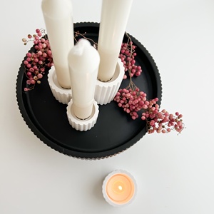 Ensemble de moules en silicone de 5 pièces, chandelier rayé, plateau circulaire, plateau de rangement pour moules en silicone, chandelier cylindrique rayé - Product Image 3