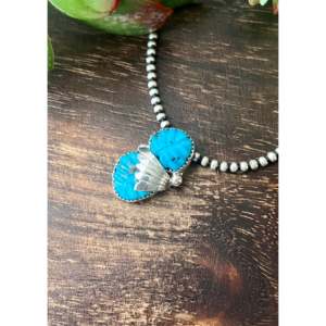 <span class=keywords><strong>Pendentif</strong></span> Lyolito Tsette Kingman en or blanc plaqué rhodium, turquoise, argent sterling, <span class=keywords><strong>topaze</strong></span> taille princesse sertie clos, motif végétal - Product Image 4