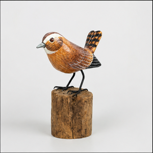 Figurine d'oiseau en bois artisanale, écologique et personnalisable, sculpture animale rustique, décoration de table pour salon - Product Image 1