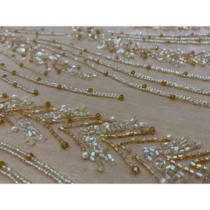 Tela de Diseño Golden Pearl 100% Poliéster, Encaje Bordado a Mano, Técnica de Tejido Liso, para Bolsos y Juguetes, Artículos en Stock - Product Image 2