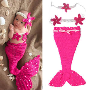 Hot Sale Handcrafted Knit Baby <b>Mermaid</b> <b>Tail</b> <b>Blanket</b> for Photo Shoots Newborns & Infants - Product Image 1