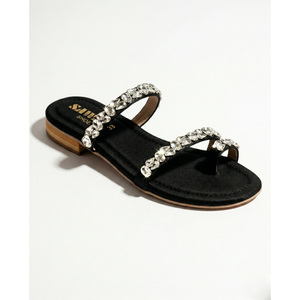 Sandales plates Midnight Onyx Gem 322 BK à bout ouvert, tendance mode - Product Image 5