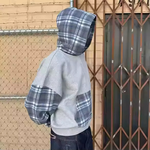 เสื้อฮู้ดผ้าฝ้ายฟลีซ 100% สำหรับผู้ชาย สไตล์ลำลองสำหรับฤดูหนาว ผ้าหนา ล้างสีแบบ Acid Wash แต่งลายปะติดปัก ทรงโอเวอร์ไซส์ - Product Image 3