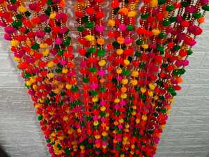 Colorful Pom Pom <b>Garland</b> with Bells for Wedding Party Home Mexican Decor Boho Indian Fiesta Theme Haldi Mehndi Decor <b>Felt</b> Ball - Product Image 2