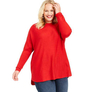 INC International Concepts Maglione Rosso da Donna Stile Coreano con Orlo Asimmetrico, Maniche Lunghe, Sottile, Lavorato a Maglia, Casual, Taglia 3X per l'Autunno - Product Image 1