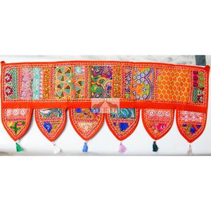 Toran indien fait main, décoration festive, patchwork décoratif, garniture de fenêtre et de porte, suspension murale, rideaux et cantonnières - Product Image 5