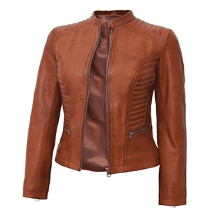 Chaqueta de Moda de Piel de Oveja para Mujer, Corte Entallado con Mangas Largas, Cierre Frontal, Interior de Satén, Chaqueta de Cuero Hecha a Mano - Product Image 3