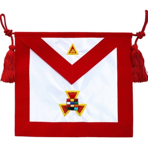 Delantal del capítulo del Arco Real del sumo sacerdote pasado terciopelo rojo y bordado dorado exigente con delantal de opción Personalizado y todos los productos masónicos - Product Image 1