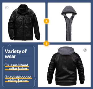 Veste de moto en similicuir vintage High Street pour hommes Manteau d'hiver chaud de haute qualité en toile noire - Product Image 4