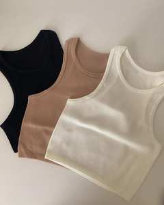 Precio de fábrica 2025 verano moda Casual mujer Top verano acanalado sin mangas Crop Tank con diseño de suéter de punto hecho en Bangladesh - Product Image 4