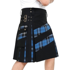 Kilt utilitaire fonctionnel pour homme en tissu jean de coton, conçu pour une utilisation pratique avec un style urbain et professionnel élégant - Product Image 3